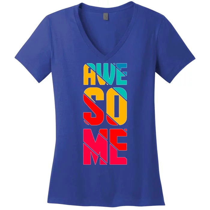 Awesome Broken Letters Women's V-Neck T-Shirt