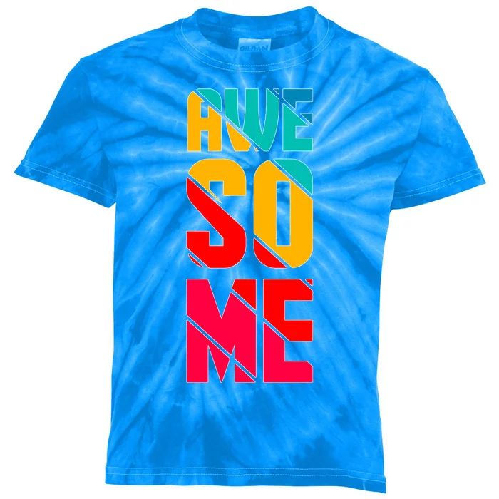 Awesome Broken Letters Kids Tie-Dye T-Shirt