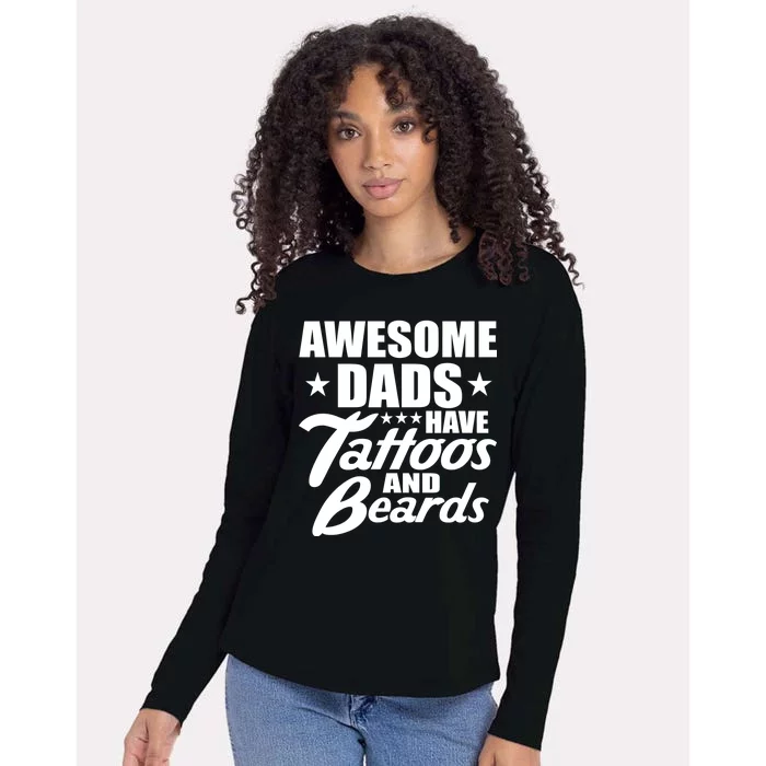 Awesome Dads Have Tattoos And Beards Womens Cotton Relaxed Long Sleeve T-Shirt