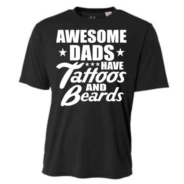 Awesome Dads Have Tattoos And Beards Cooling Performance Crew T-Shirt