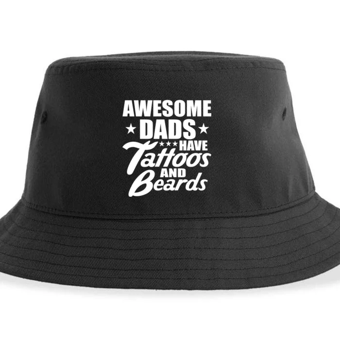 Awesome Dads Have Tattoos And Beards Sustainable Bucket Hat