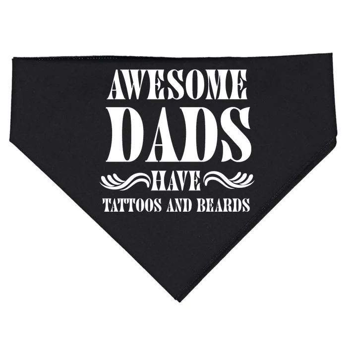 Awesome Dads Have Tattoos And Beards Funny USA-Made Doggie Bandana