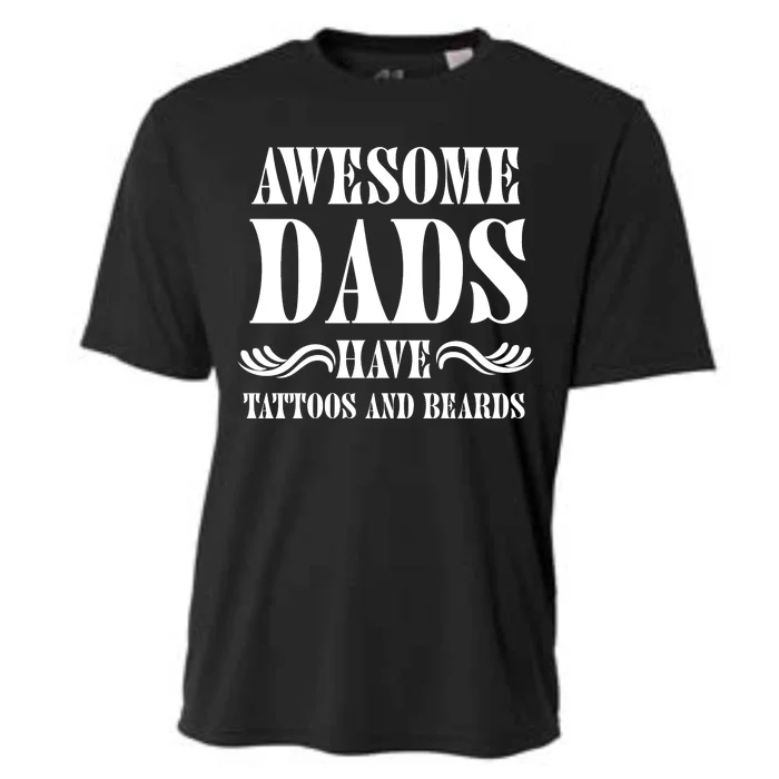 Awesome Dads Have Tattoos And Beards Funny Cooling Performance Crew T-Shirt