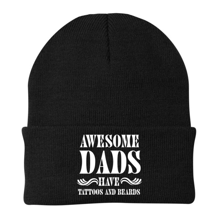 Awesome Dads Have Tattoos And Beards Funny Knit Cap Winter Beanie