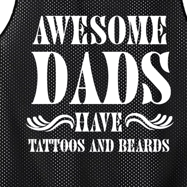 Awesome Dads Have Tattoos And Beards Funny Mesh Reversible Basketball Jersey Tank