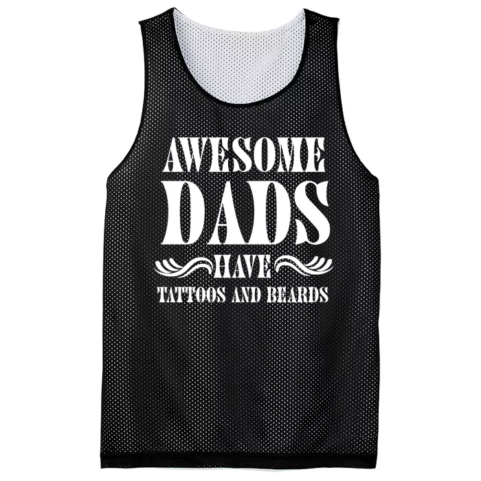 Awesome Dads Have Tattoos And Beards Funny Mesh Reversible Basketball Jersey Tank