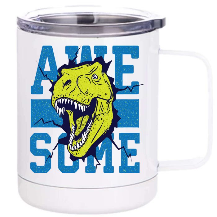 Awesome Dinosaur Cute Front & Back 12oz Stainless Steel Tumbler Cup