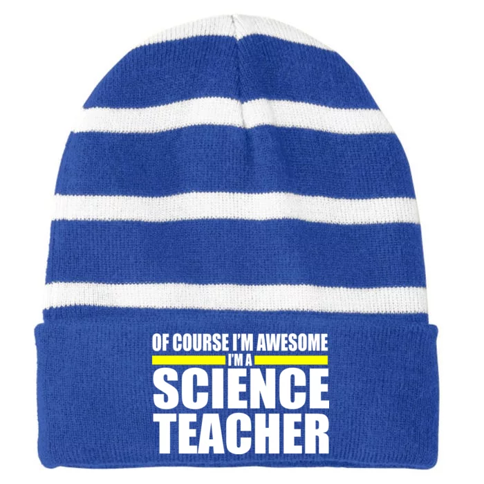 Awesome Science Teacher Striped Beanie with Solid Band