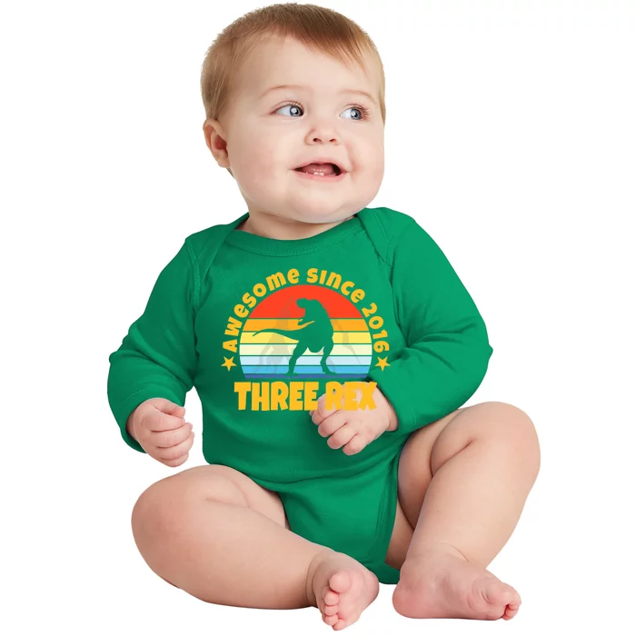 Awesome Since 2016 Three Rex Baby Long Sleeve Bodysuit