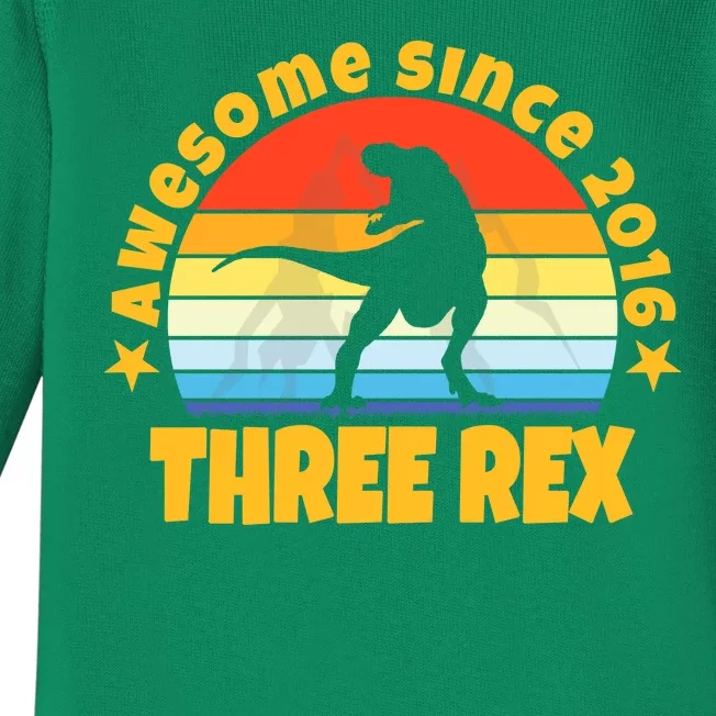 Awesome Since 2016 Three Rex Baby Long Sleeve Bodysuit