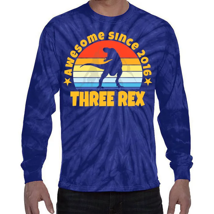 Awesome Since 2016 Three Rex Tie-Dye Long Sleeve Shirt