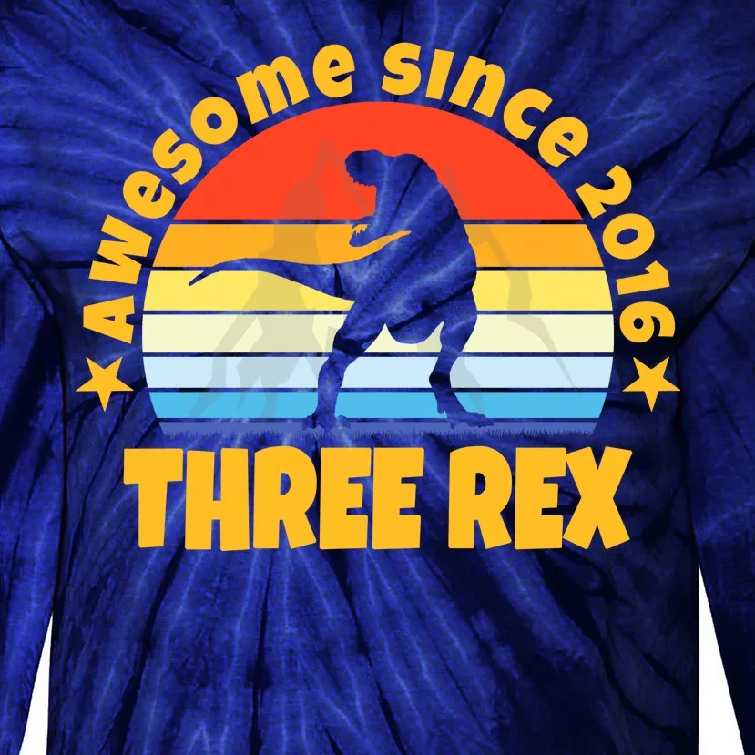 Awesome Since 2016 Three Rex Tie-Dye Long Sleeve Shirt