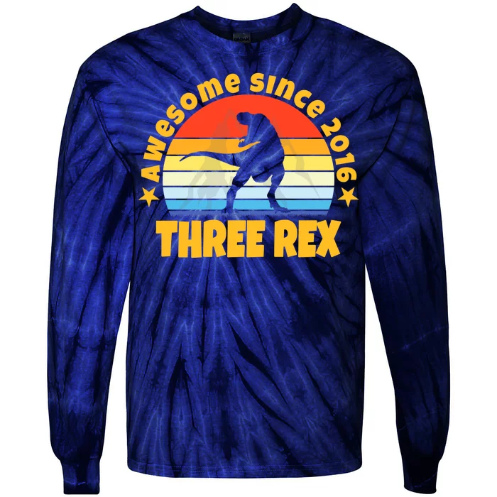 Awesome Since 2016 Three Rex Tie-Dye Long Sleeve Shirt