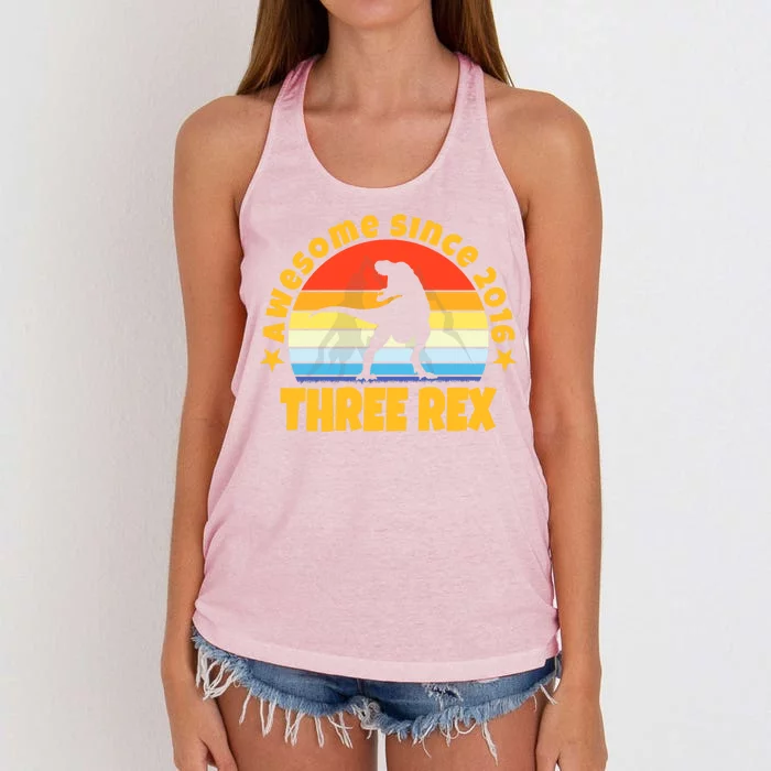 Awesome Since 2016 Three Rex Women's Knotted Racerback Tank