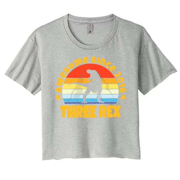 Awesome Since 2016 Three Rex Women's Crop Top Tee