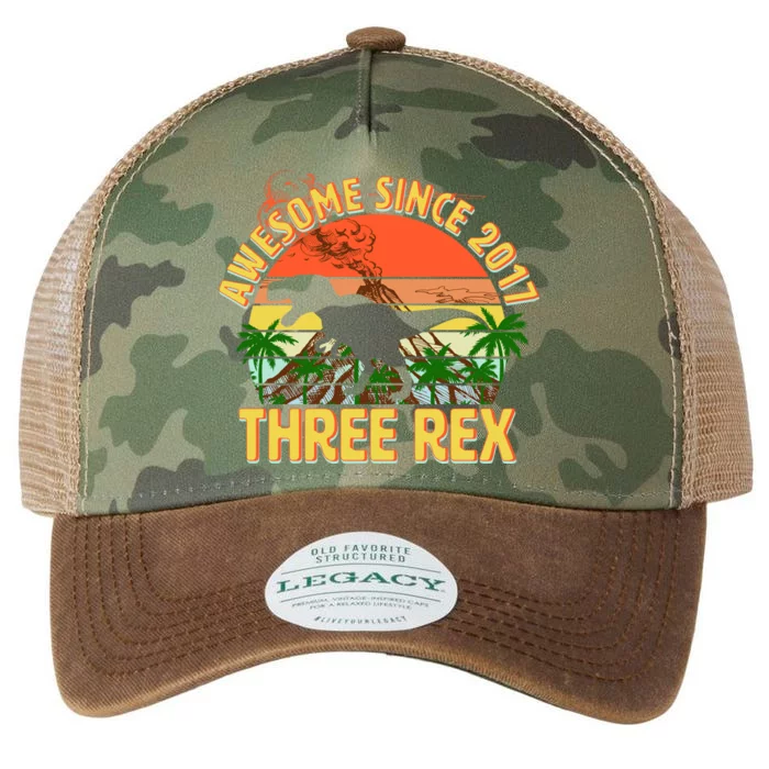 Awesome Since 2017 Tree Rex 3rd Birthday Legacy Tie Dye Trucker Hat