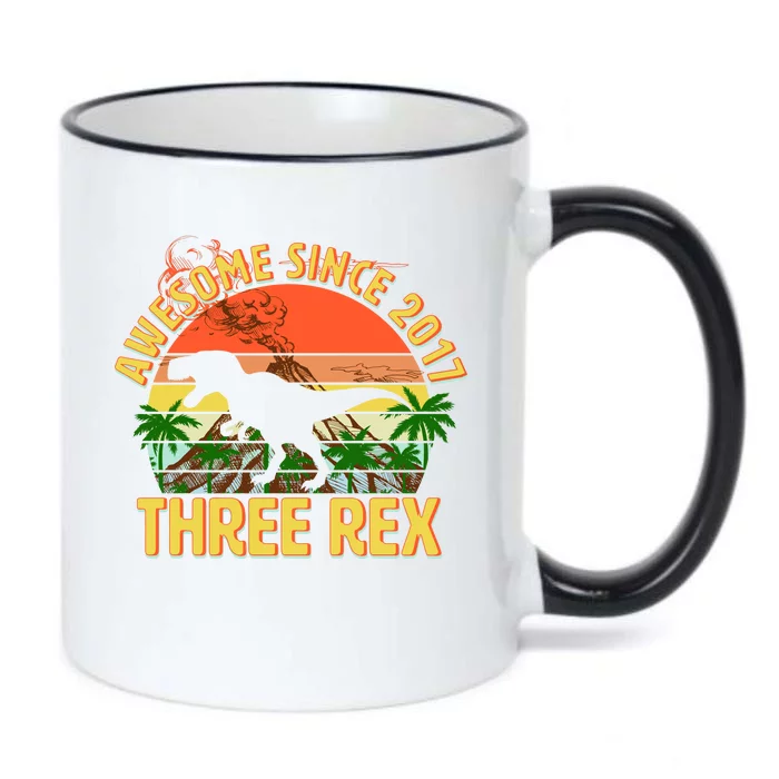 Awesome Since 2017 Tree Rex 3rd Birthday Black Color Changing Mug