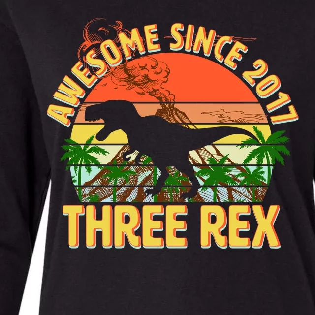 Awesome Since 2017 Tree Rex 3rd Birthday Womens Cotton Relaxed Long Sleeve T-Shirt