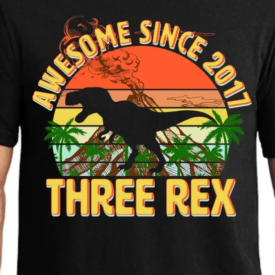 Awesome Since 2017 Tree Rex 3rd Birthday Pajama Set