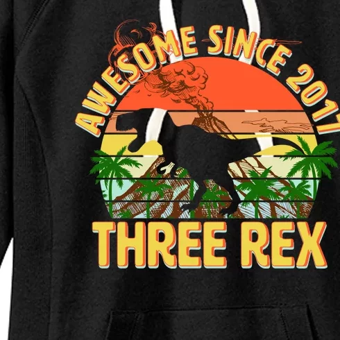 Awesome Since 2017 Tree Rex 3rd Birthday Women's Fleece Hoodie