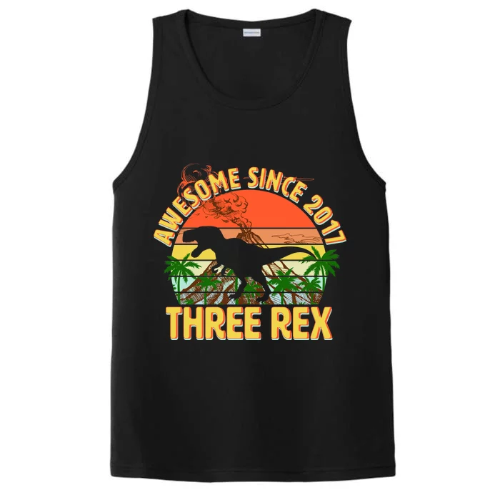 Awesome Since 2017 Tree Rex 3rd Birthday Performance Tank