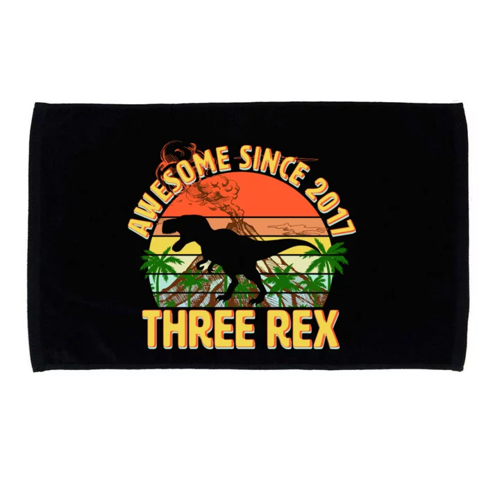 Awesome Since 2017 Tree Rex 3rd Birthday Microfiber Hand Towel