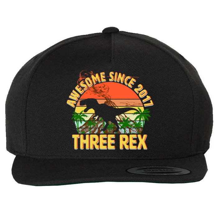 Awesome Since 2017 Tree Rex 3rd Birthday Wool Snapback Cap