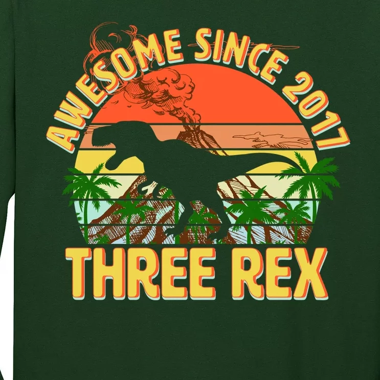 Awesome Since 2017 Tree Rex 3rd Birthday Long Sleeve Shirt