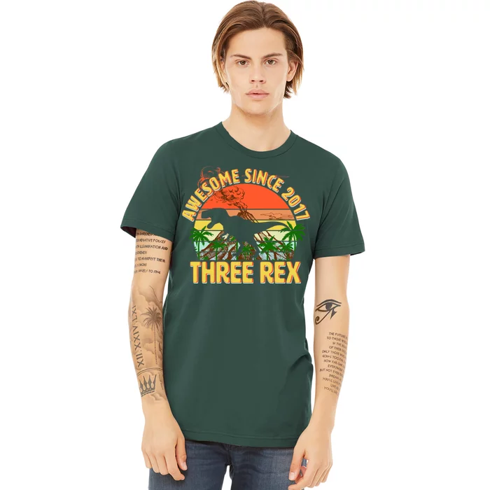 Awesome Since 2017 Tree Rex 3rd Birthday Premium T-Shirt