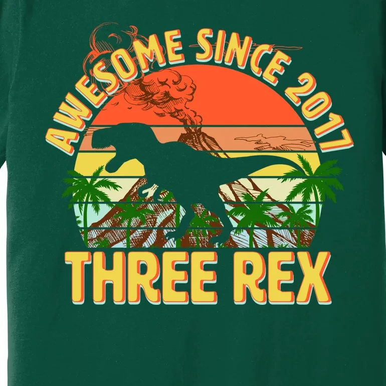 Awesome Since 2017 Tree Rex 3rd Birthday Premium T-Shirt