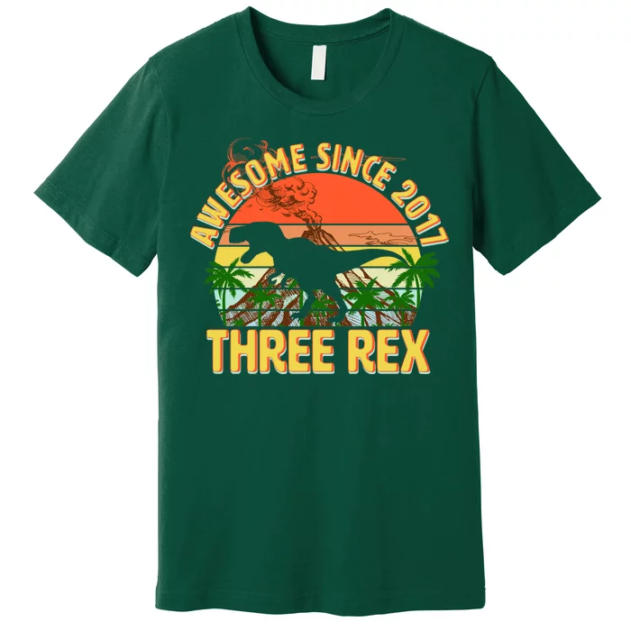 Awesome Since 2017 Tree Rex 3rd Birthday Premium T-Shirt