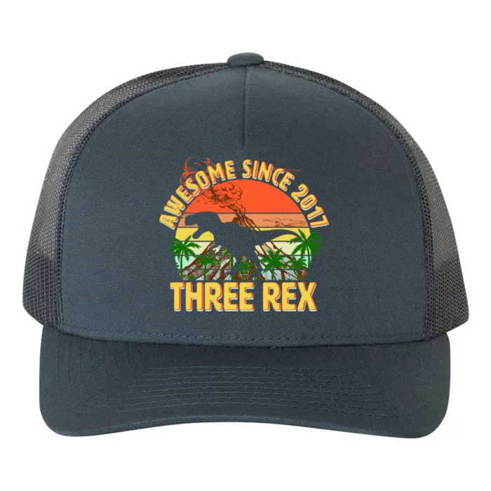 Awesome Since 2017 Tree Rex 3rd Birthday Yupoong Adult 5-Panel Trucker Hat