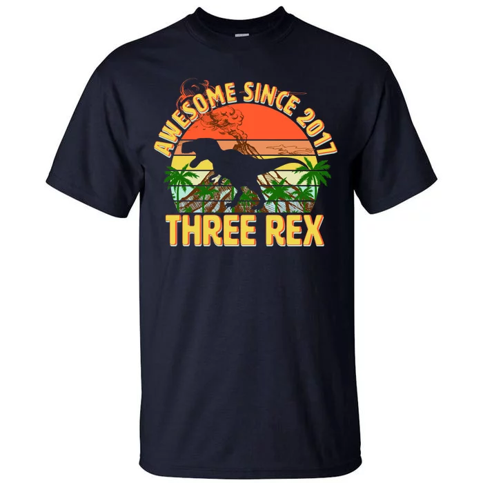 Awesome Since 2017 Tree Rex 3rd Birthday Tall T-Shirt