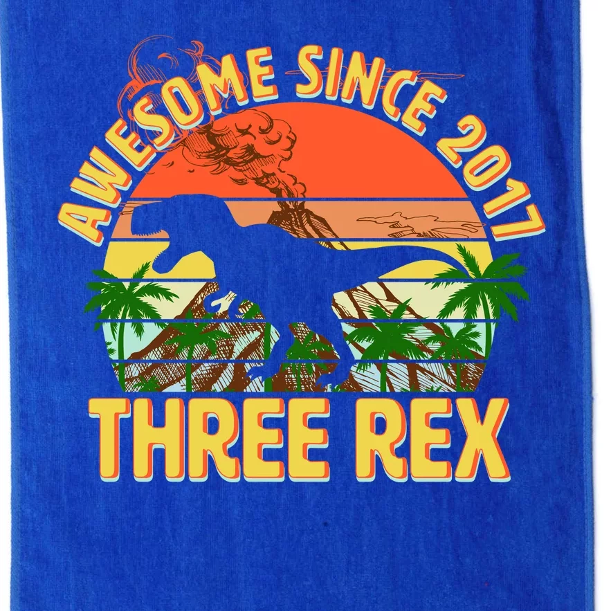 Awesome Since 2017 Tree Rex 3rd Birthday Platinum Collection Golf Towel