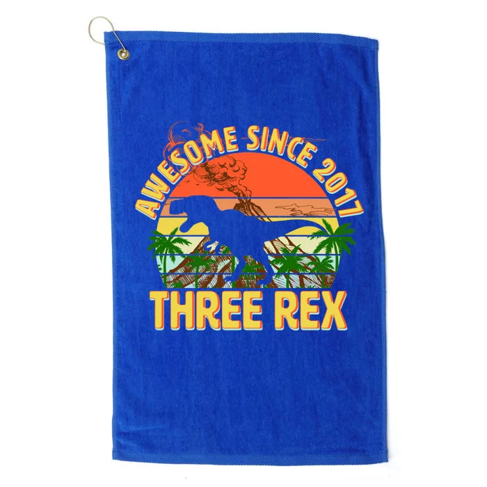 Awesome Since 2017 Tree Rex 3rd Birthday Platinum Collection Golf Towel