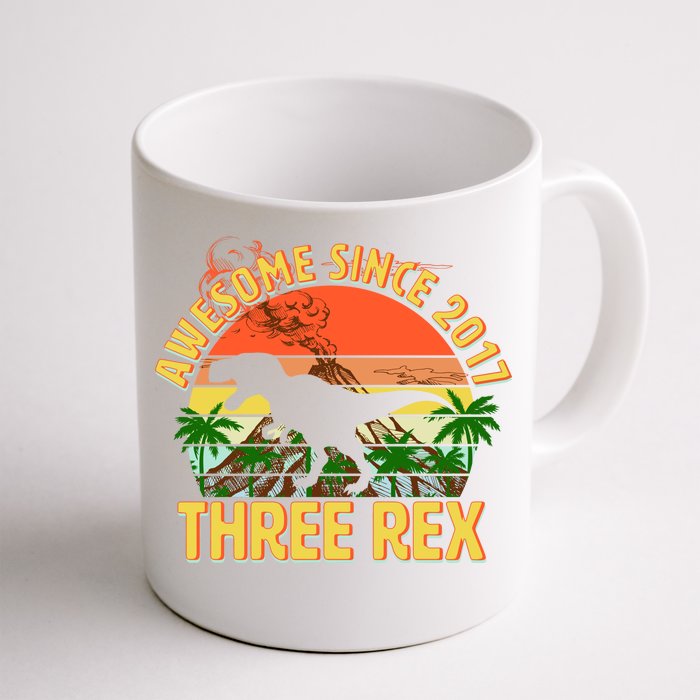 Awesome Since 2017 Tree Rex 3rd Birthday Front & Back Coffee Mug