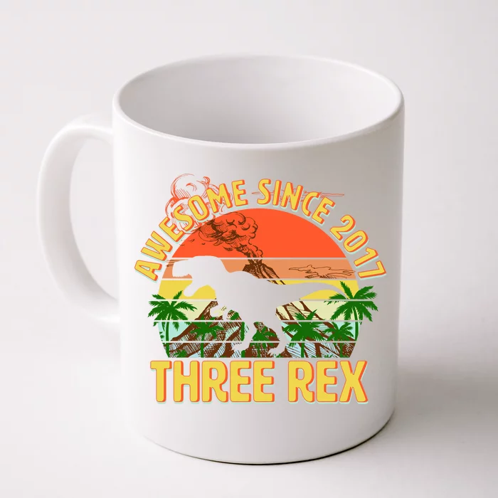 Awesome Since 2017 Tree Rex 3rd Birthday Front & Back Coffee Mug