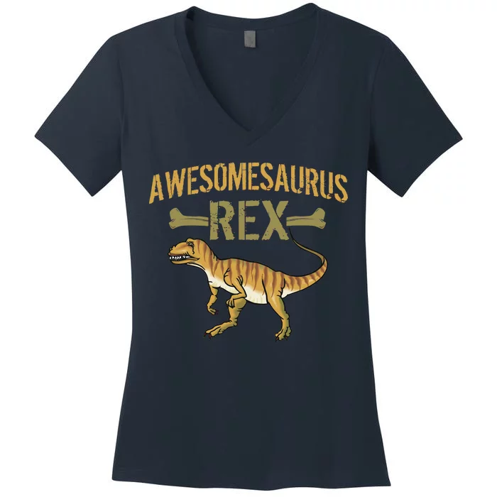 Awesomesaurus T-Rex Women's V-Neck T-Shirt