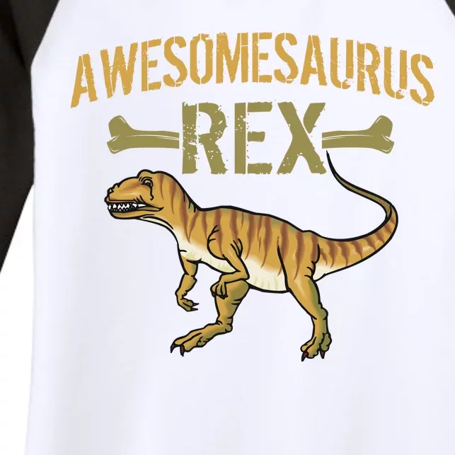 Awesomesaurus T-Rex Women's Tri-Blend 3/4-Sleeve Raglan Shirt