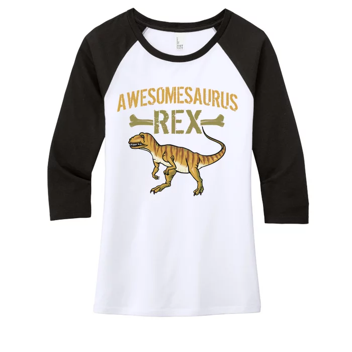 Awesomesaurus T-Rex Women's Tri-Blend 3/4-Sleeve Raglan Shirt