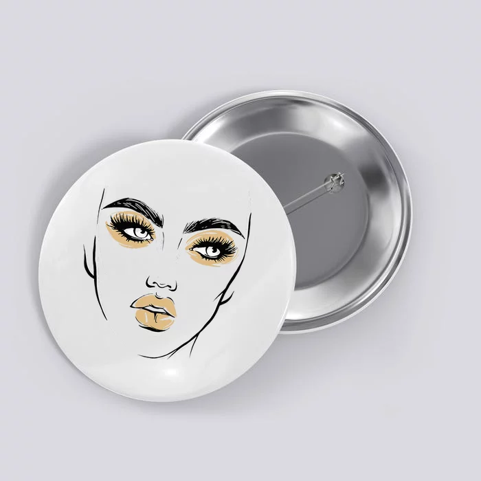 Abstract Woman Feminine Face Line Art Beauty Makeup Face Button