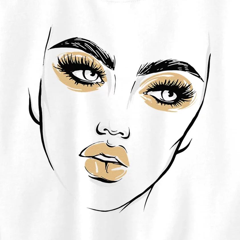 Abstract Woman Feminine Face Line Art Beauty Makeup Face Kids Sweatshirt