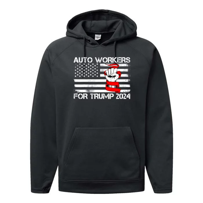 Auto Workers For Trump 2024 Performance Fleece Hoodie