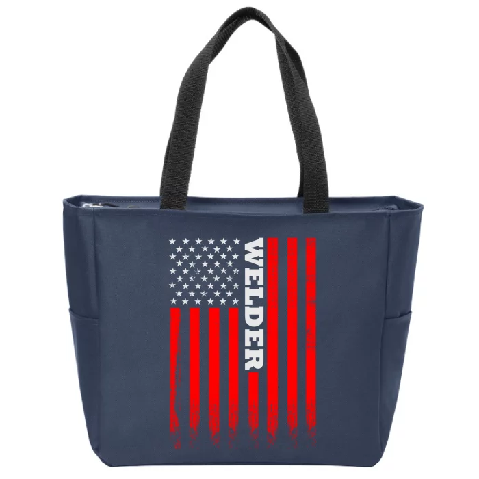 American Welder Flag Hoodie For Welding And Wo Back Zip Tote Bag