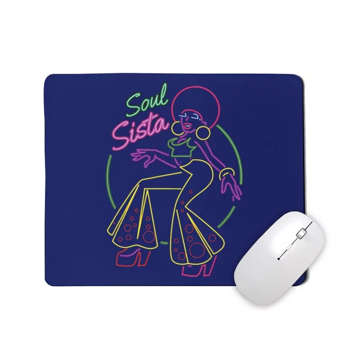 Artsy Women Funk Vintage 70s Costume Afro Soul Music Mousepad