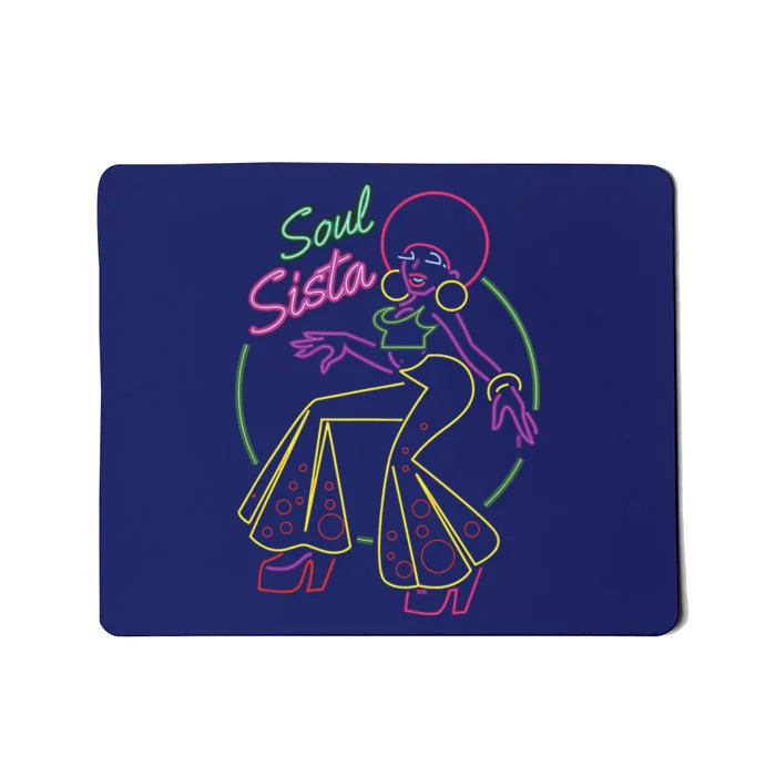 Artsy Women Funk Vintage 70s Costume Afro Soul Music Mousepad