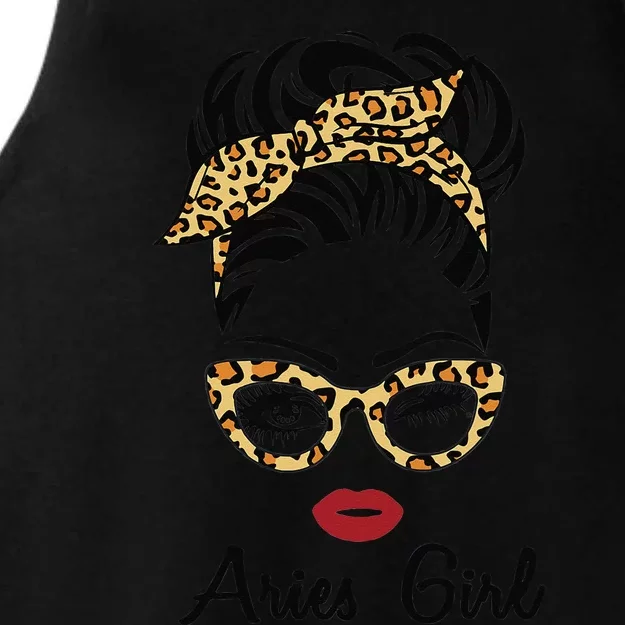 Aries Woman Face Leopard Bandana Wink Eye Ladies Tri-Blend Wicking Tank