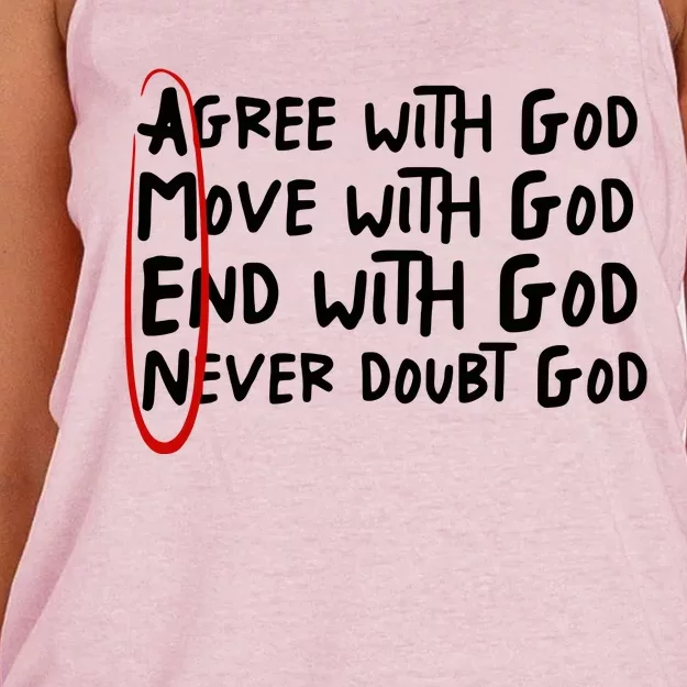 Agree With God Move With God End With God Women's Knotted Racerback Tank