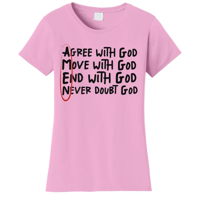 Agree With God Move With God End With God Never Doubt God Women's T-Shirt