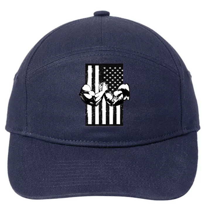 Arm Wrestling Gift USA Flag Armwrestling Sports Power Gift Idea Gift 7-Panel Snapback Hat